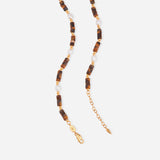 Verik Pearl and Tiger's Eye Beaded Necklace