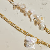 Nassa Necklace with Freshwater Baroque Pearls in 18k Gold Vermeil on Sterling Silver