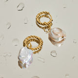 Ilana Hoop Pearl Earrings with Freshwater Baroque Pearls in 18K Gold Vermeil on Sterling Silver