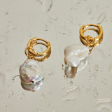 Baie Earrings with Freshwater Baroque Pearls in 18K Gold Vermeil