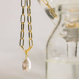 Ryna Link Chain Pearl Necklace with Freshwater Baroque Pearl in 18k Gold Vermeil