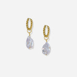 Ilana Hoop Pearl Earrings with Freshwater Baroque Pearls in 18K Gold Vermeil on Sterling Silver