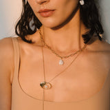 Ryna Link Chain Pearl Necklace with Freshwater Baroque Pearl in 18k Gold Vermeil