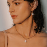 Ryna Link Chain Pearl Necklace with Freshwater Baroque Pearl in 18k Gold Vermeil