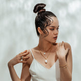 Ryna Link Chain Pearl Necklace with Freshwater Baroque Pearl in 18k Gold Vermeil