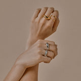 Lait and Lune Vortex Dome Ring in 18K Gold Vermeil on Sterling Silver Lait and Lune Vortex Dome Ring in Rhodium Vermeil on Sterling Silver