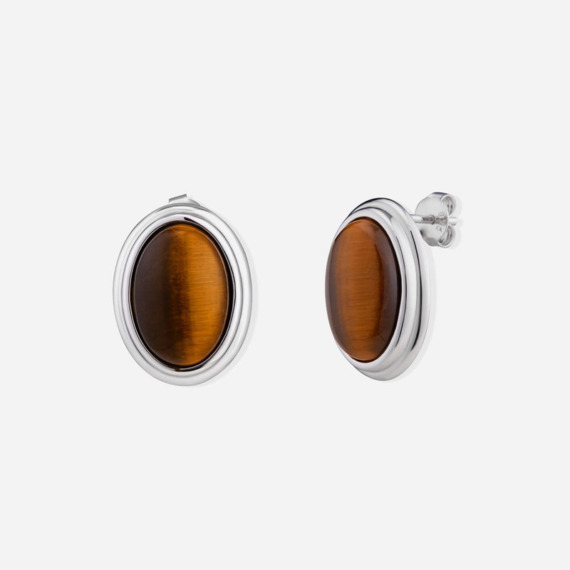 Acadia Tiger's Eye Gemstone Stud Earrings