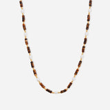Verik Pearl and Tiger's Eye Beaded Necklace