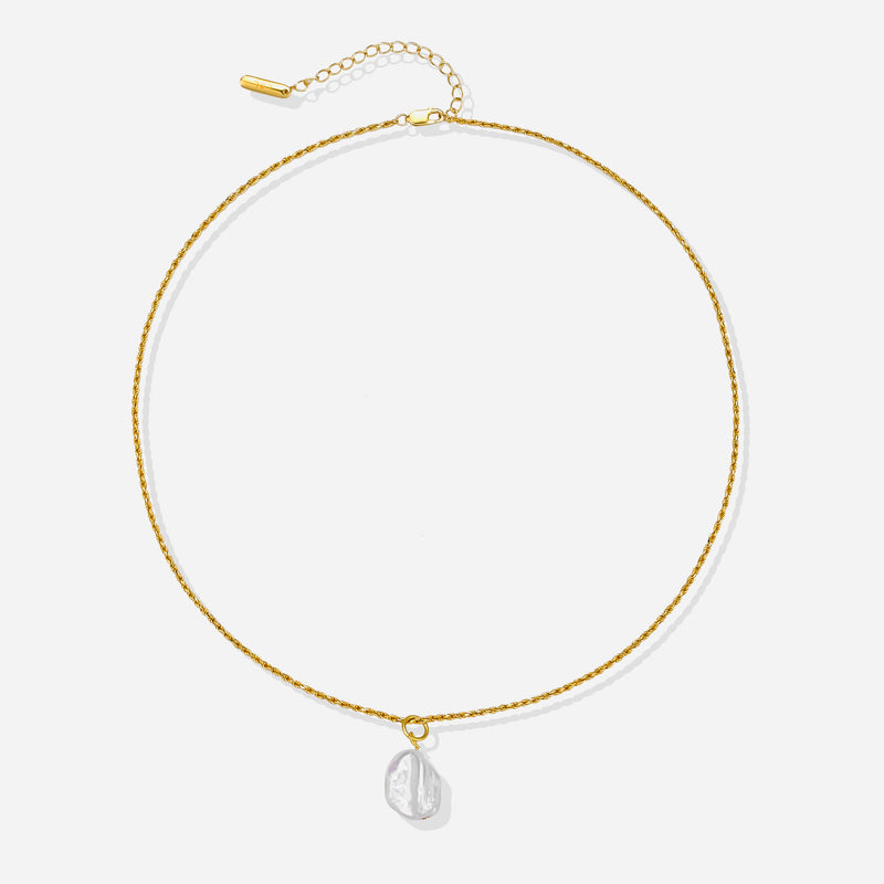 Ari Rope Pearl Necklace with Freshwater Baroque Pearl in 18K Gold Vermeil on Sterling Silver.
