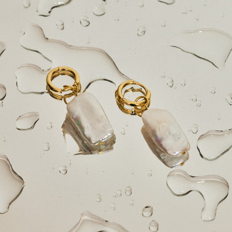 Beliz Earrings with Freshwater Baroque Pearls in 18K Gold Vermeil