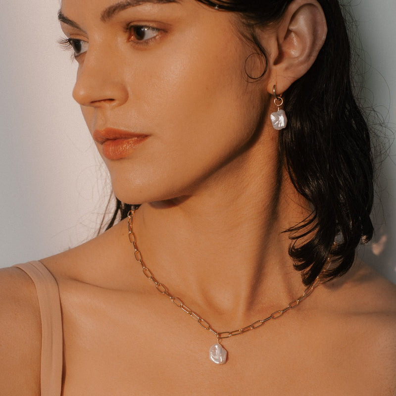Baie Earrings with Freshwater Baroque Pearls in 18K Gold Vermeil