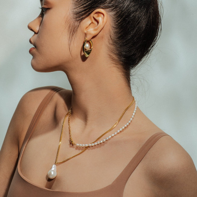 Sonette Necklace with Freshwater Baroque Pearls in 18k Gold Vermeil on Sterling Silver