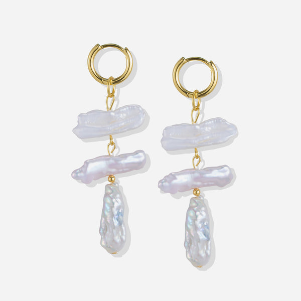 Toccata Earrings with Freshwater Baroque Pearls in 18k Gold Vermeil on Sterling Silver